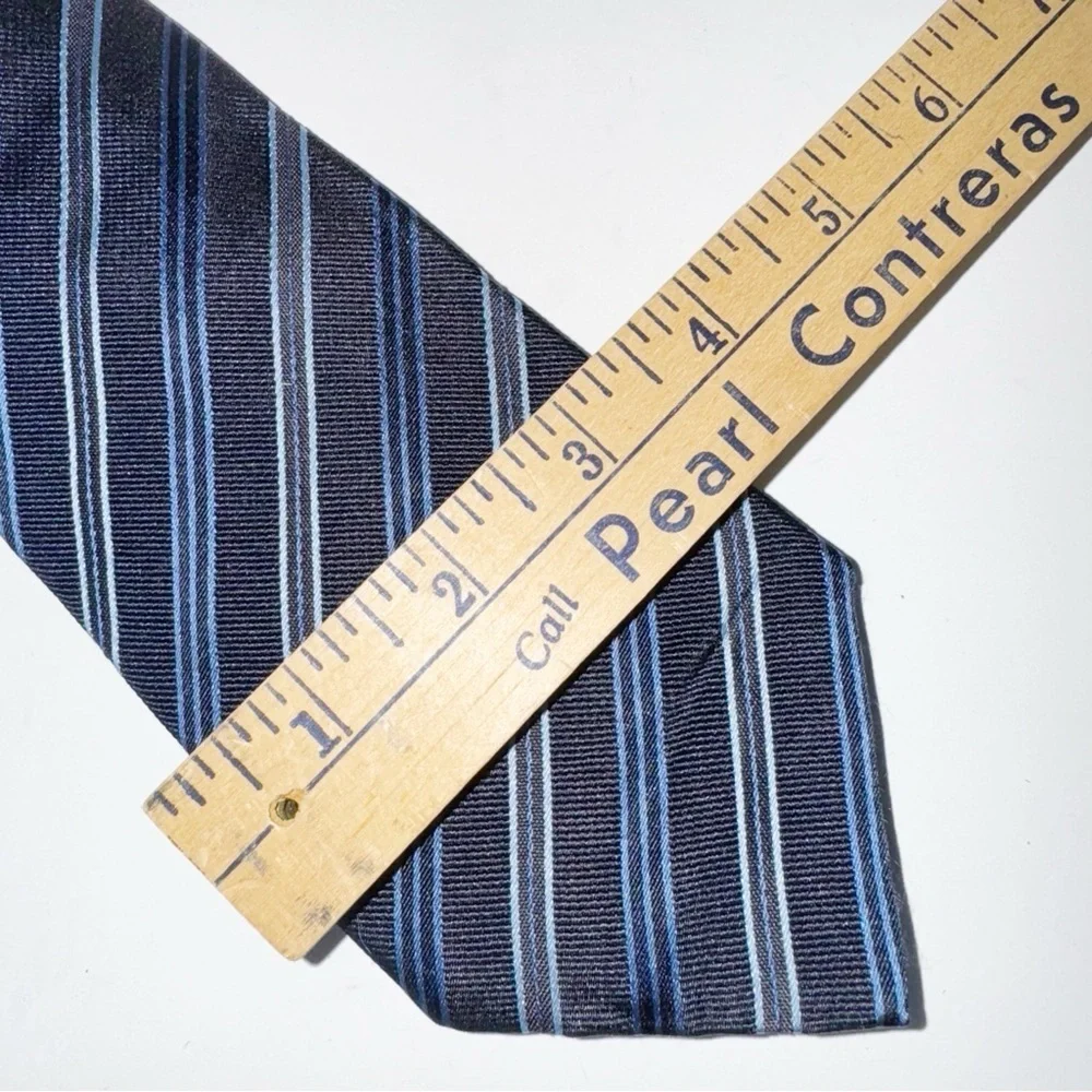 John Varvatos Navy Stripe Silk Tie